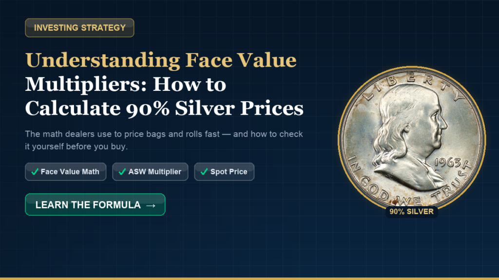 Roosevelt dime coin illustrating face value multipliers for calculating 90% silver bag prices