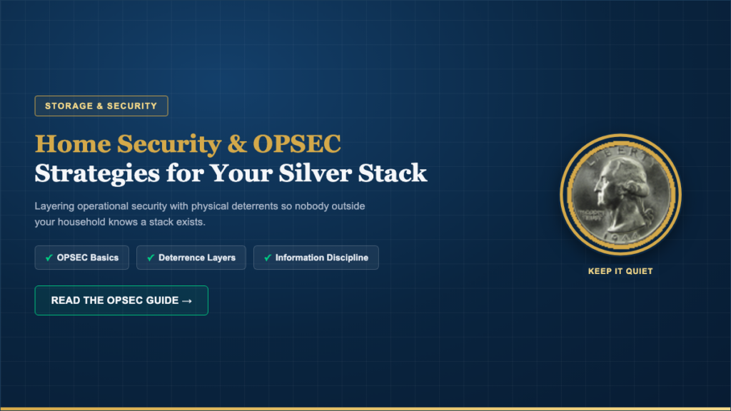 Quarter junk silver coin representing home security and OPSEC strategies for protecting a silver stack