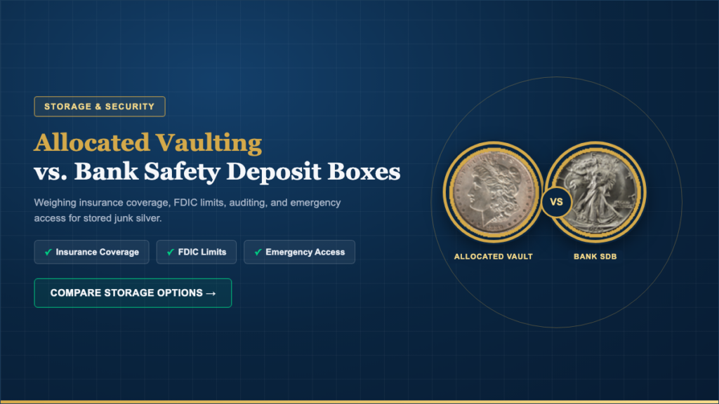 Morgan silver dollar versus Walking Liberty half dollar comparing allocated vault storage to bank safety deposit boxes for junk silver